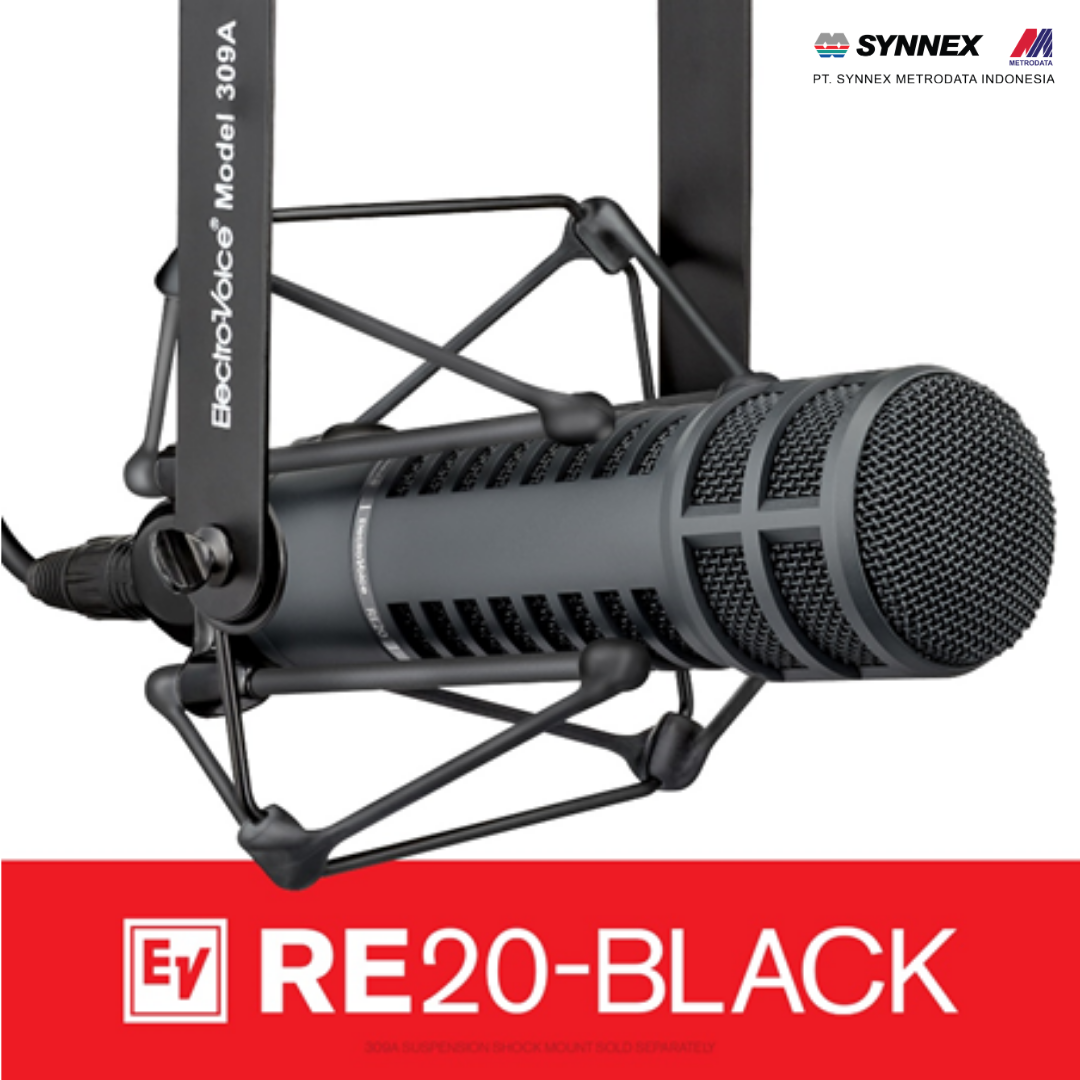 RE20 Black – Broadcast announcer’s microphone with Variable‑D