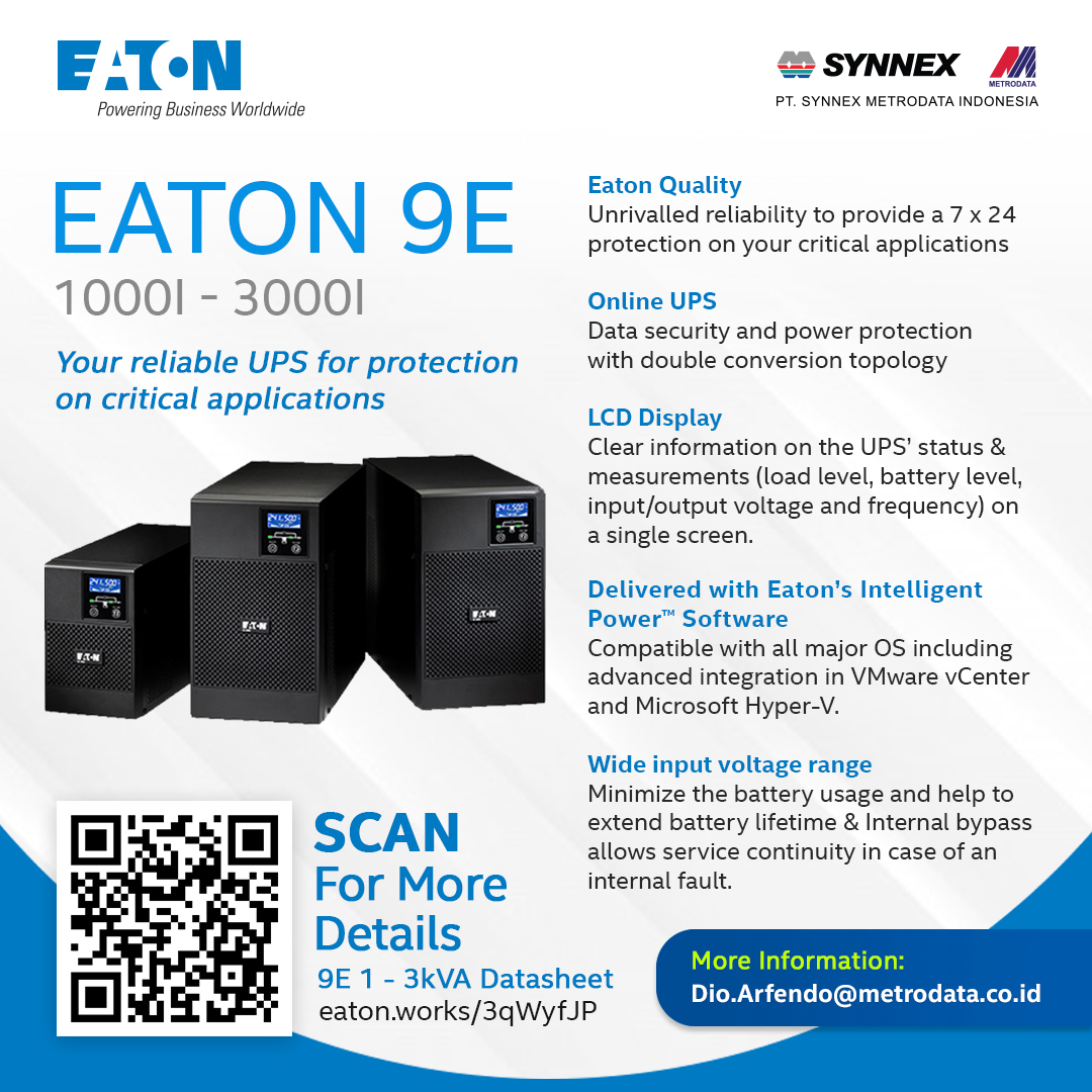 Eaton UPS 9E 1000I 3000I Synnex Metrodata Indonesia