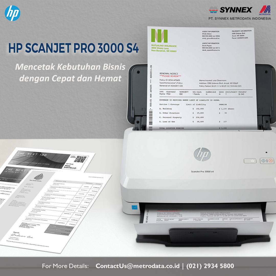 HP ScanJet Pro 3000 s4, Scanner Dokumen Super Ngebut, Terbaik Buat Bisnis!