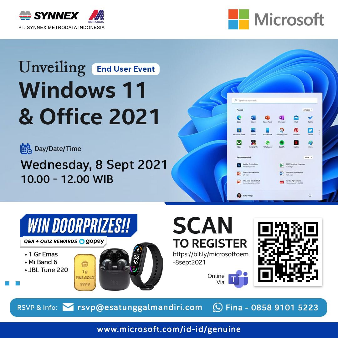 Webinar Microsoft : Unveiling End User Event – Windows 11 & Office 2021