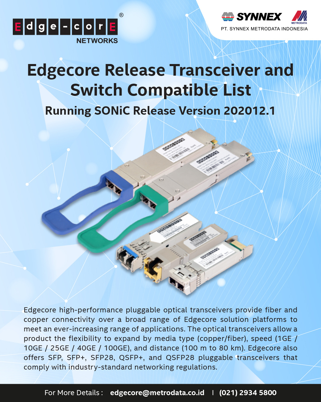 Edgecore Release Transceiver and Switch Compatible List – Running SONiC Release Version 202012.1