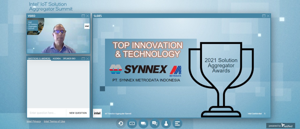 Intel : 2021 Solution Aggregator Awards for Top Innovation & Technology