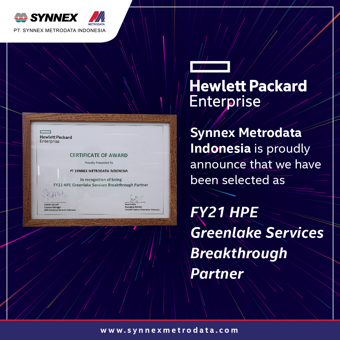 Hewlett Packard Enterprise FY21 HPE Greenlake Services Breakthrough Partner Synnex Metrodata